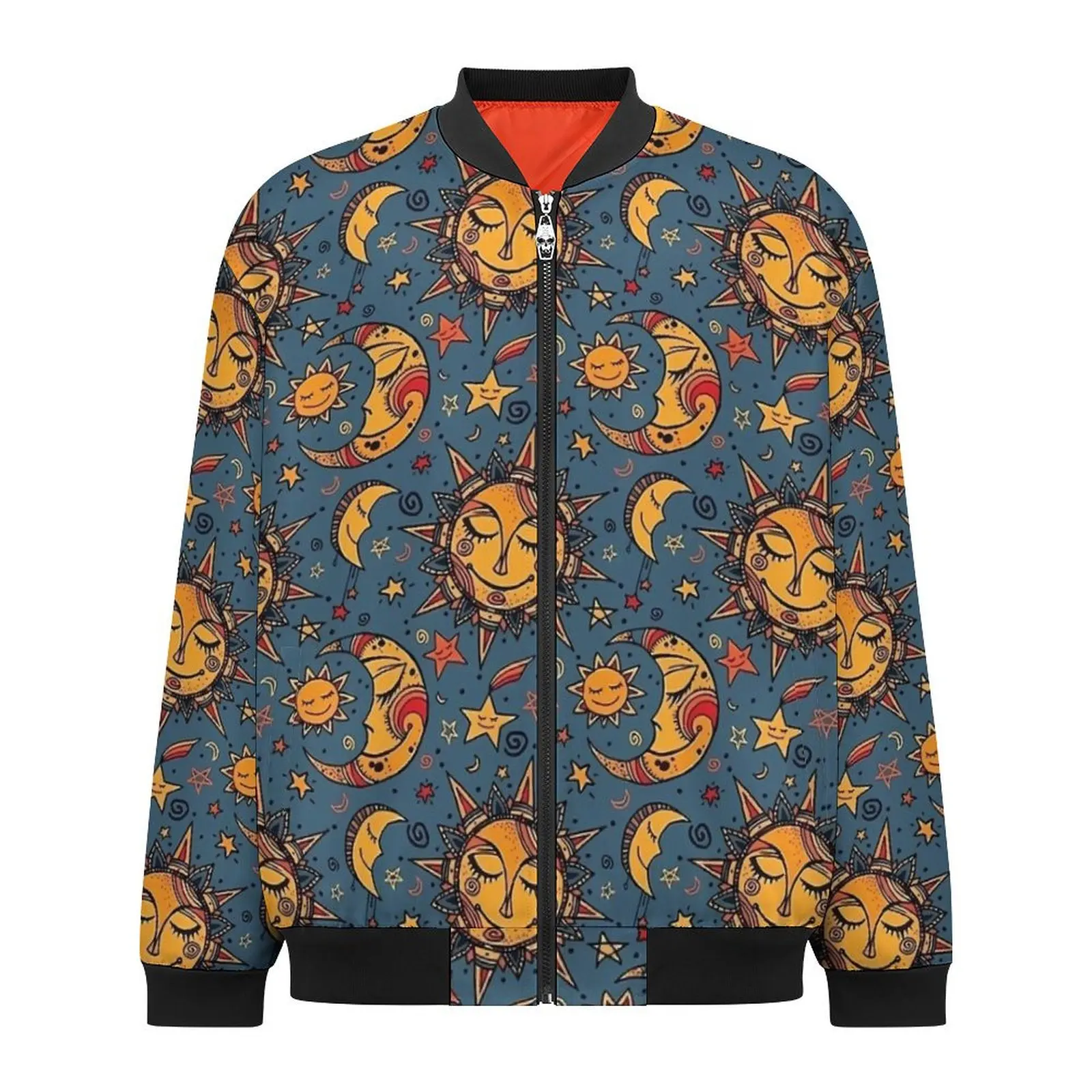 Повседневные куртки с абстрактным дизайном Луны и Солнца мужские пальто осенняя