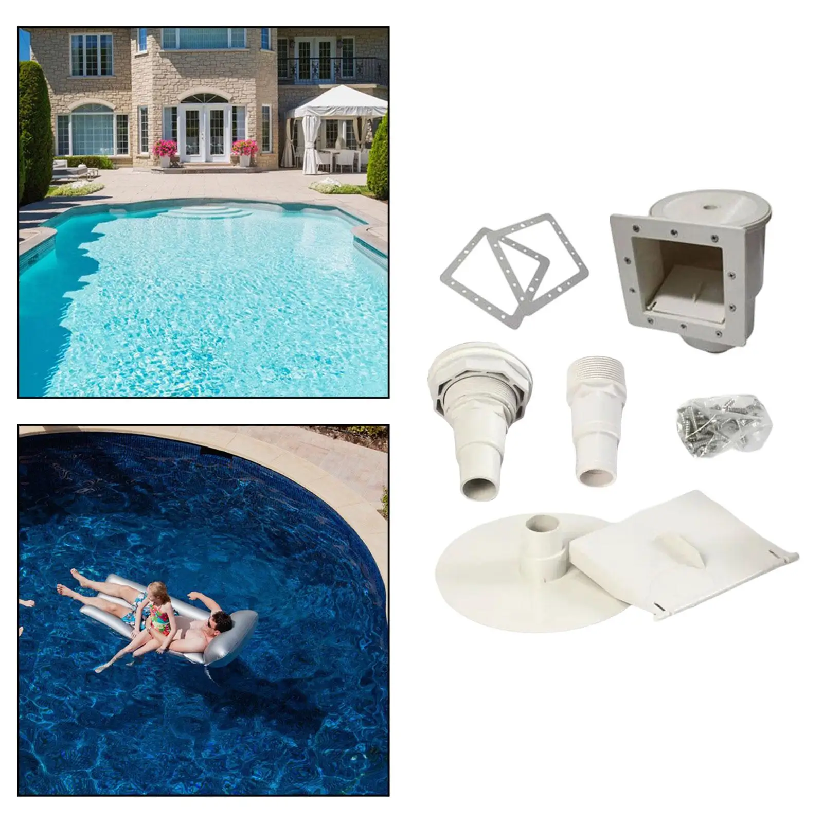 Pool Skimmer Set Pool Hose above Ground Pool Skimmer Durable Adapter Plate Fittings Pool Cleaning Tools Complete Accessory Set