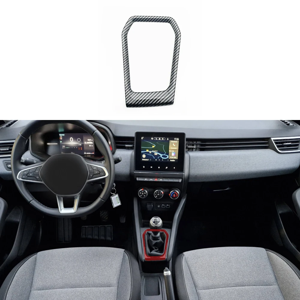 Фото Цветная декоративная крышка коробки передач из углеродного волокна ABS для Renault Clio V 2019-2025 с левым рулем №1