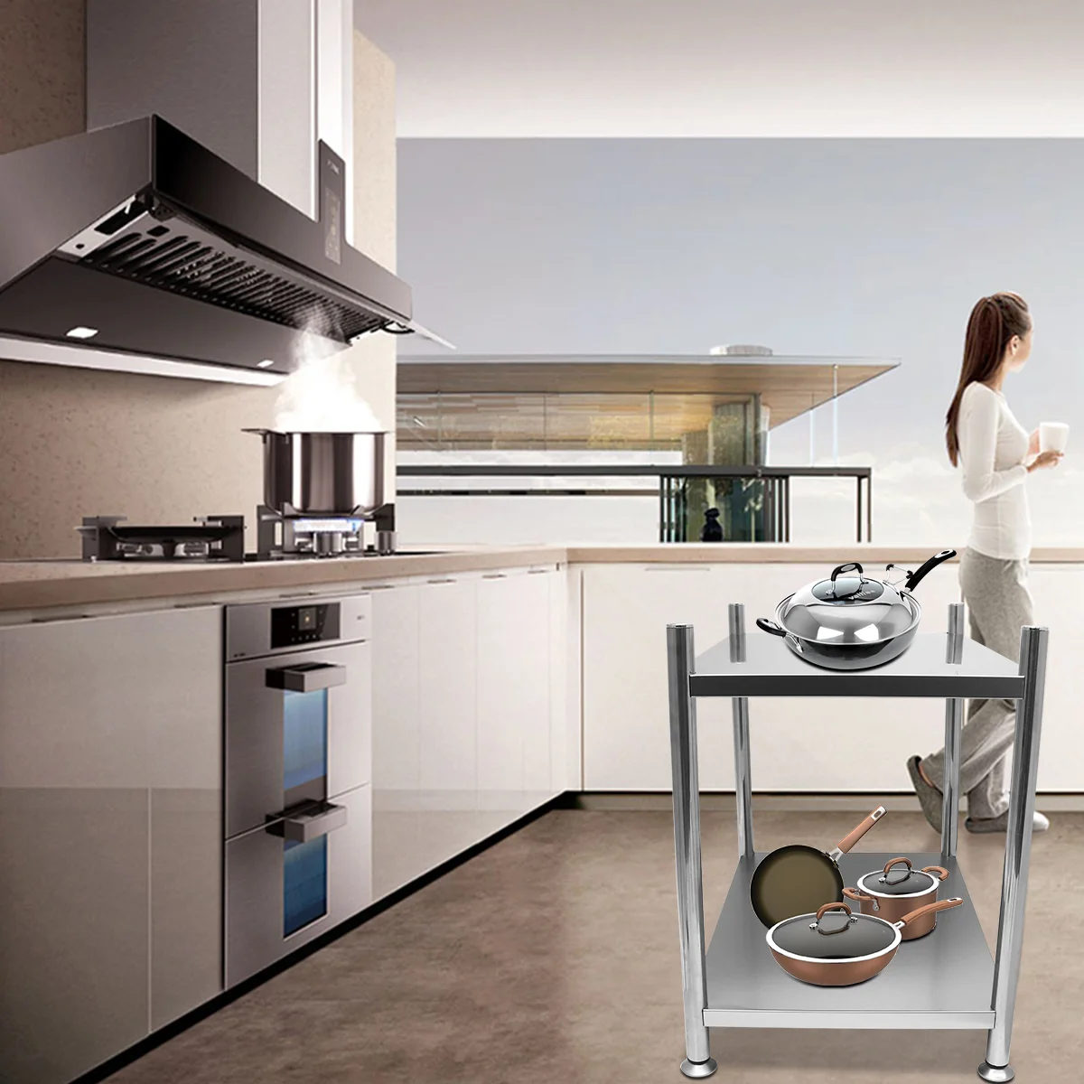 

Multifunctional Kitchen Storage Rack Double Layer Storage Stand Practical Storage Shelf for Home Restaurant