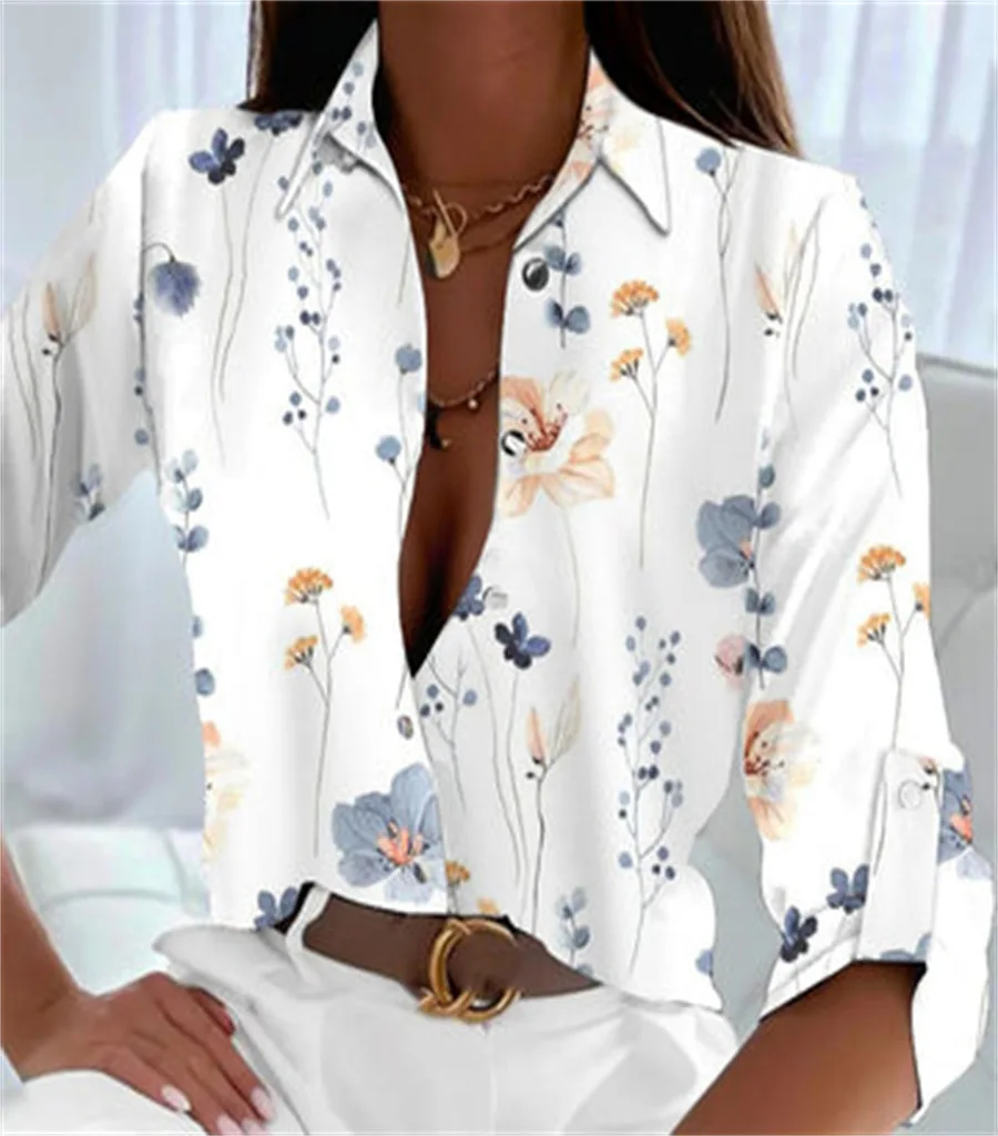 

Long Sleeve Shirts for Women Beach Basic Lining Blouses Fashion Slim Lapel Tops All Season Mature Women's Clothes Multicolor