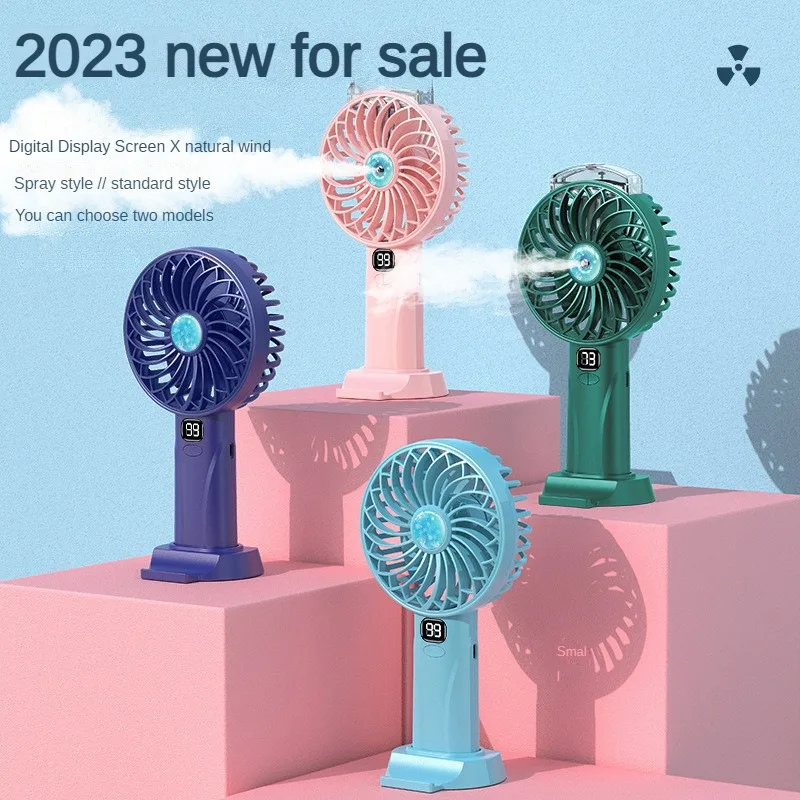 2023 New Spray Hydrating Fan Handheld USB Charging Desktop Convenient Mini Quiet Fan Water Mist Hand Fan Stand