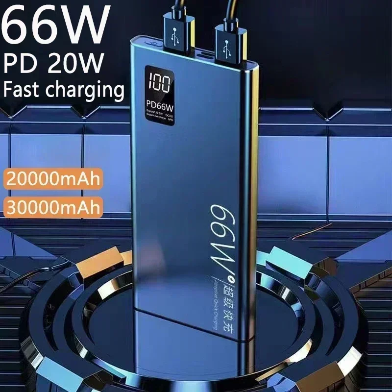Внешнее зарядное устройство Power Bank 30000 мАч для iPhone 15 13 14 Huawei Xiaomi Samsung PD 20 Вт
