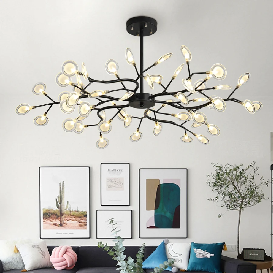 

Modern Black/Gold Lighting Glass Tree Chandelier Retro Loft Vintage Living Room Sputnik Decorative Hanging Pendant Lamp
