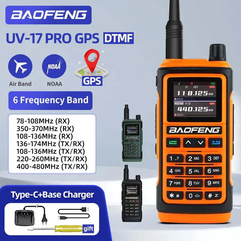 Портативное Радио Baofeng С Gps 17 Каналов Водонепроницаемый 6-диапазонный Приемник Fm