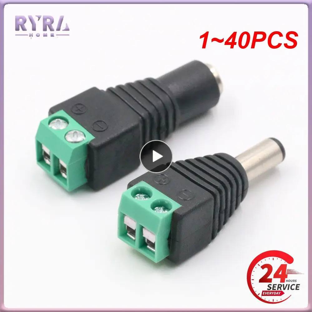 

1~40PCS Cameras 2.1mm x 5.5mm Female Male DC Power Plug Adapter For 5050 3528 5630 5730 Single Color LED Strip Light