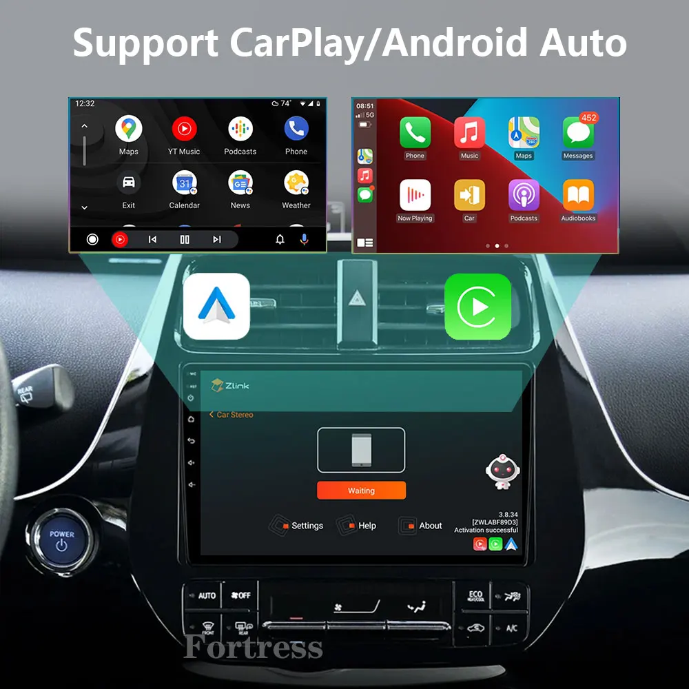 Фото Для Toyota Prius XW50 2015-2020: Автомагнитола Android 16 с навигацией GPS, Android Auto, дисплеем Carplay, 4G (без 2DIN) №3