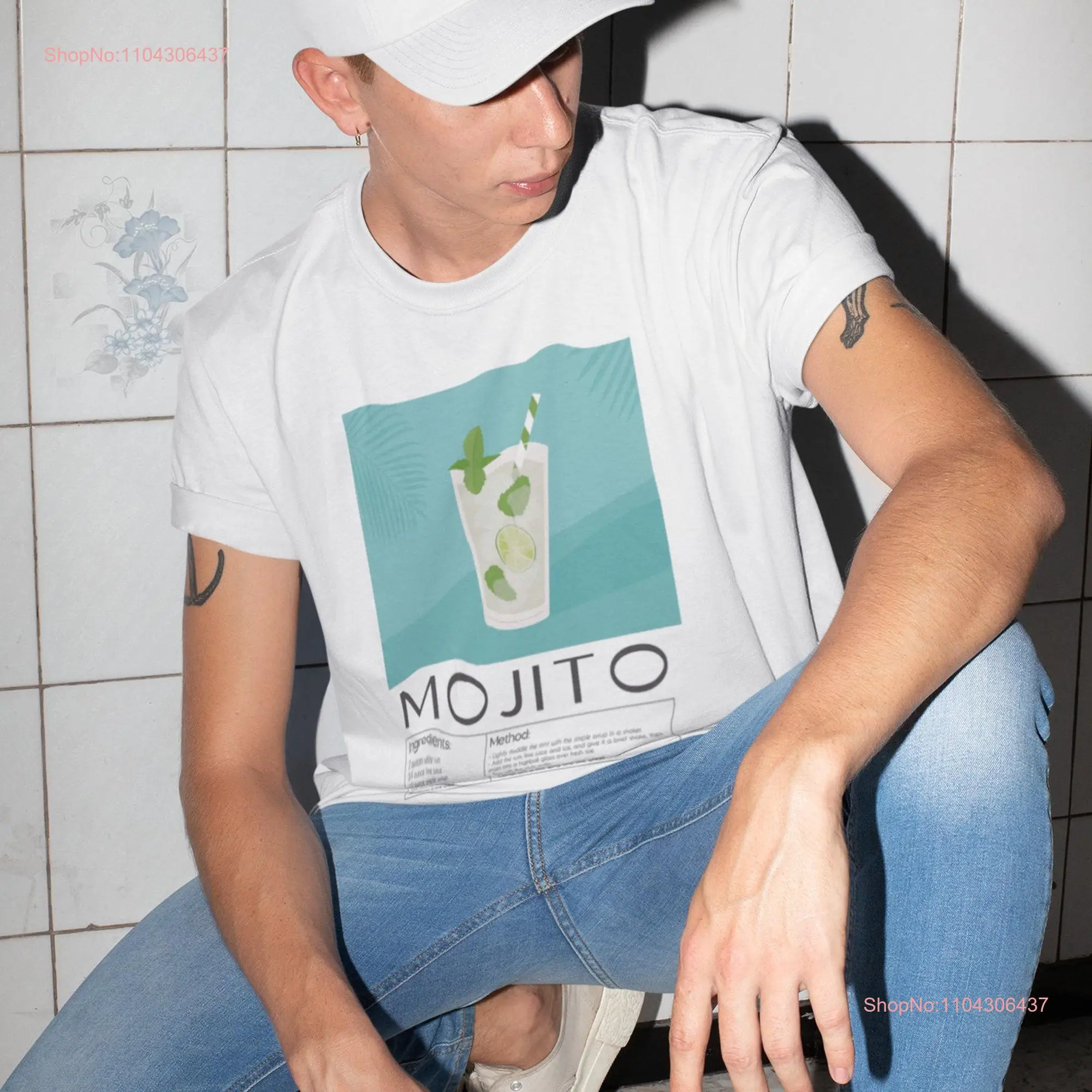 Коктейльная футболка Mojito стандартного размера с длинными или короткими рукавами