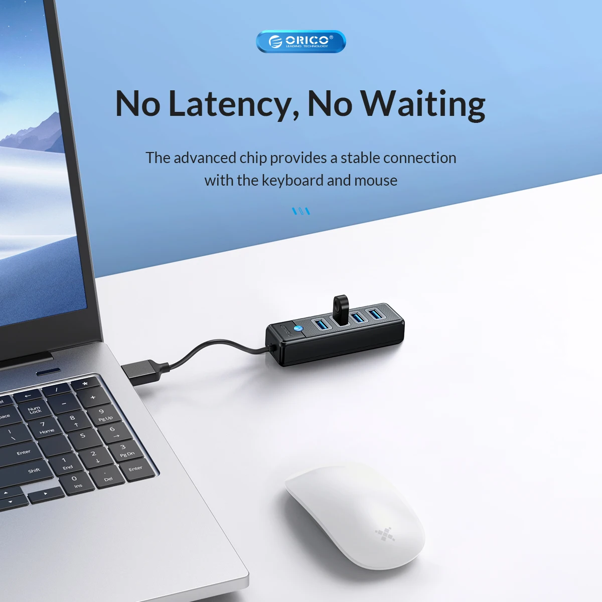 Фото USB-хаб ORICO 3.0 с 3/4 портами, высокоскоростной мини-разветвитель USB, OTG-адаптер для настольного ПК, компьютерные аксессуары, док-станция №4