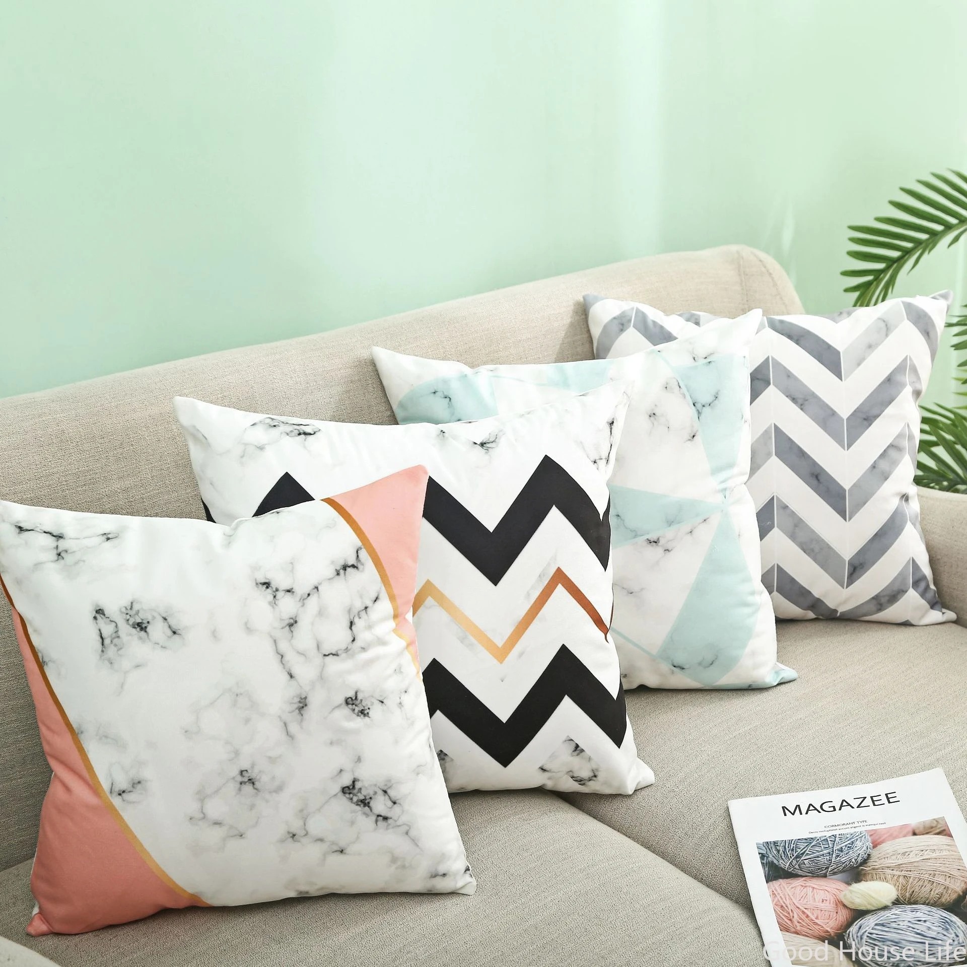 

Nordic Style Ins Pillow Home Modern Minimalist Square Car Cushion Marble Geometric Plush Sofa Cushion decorative pillows
