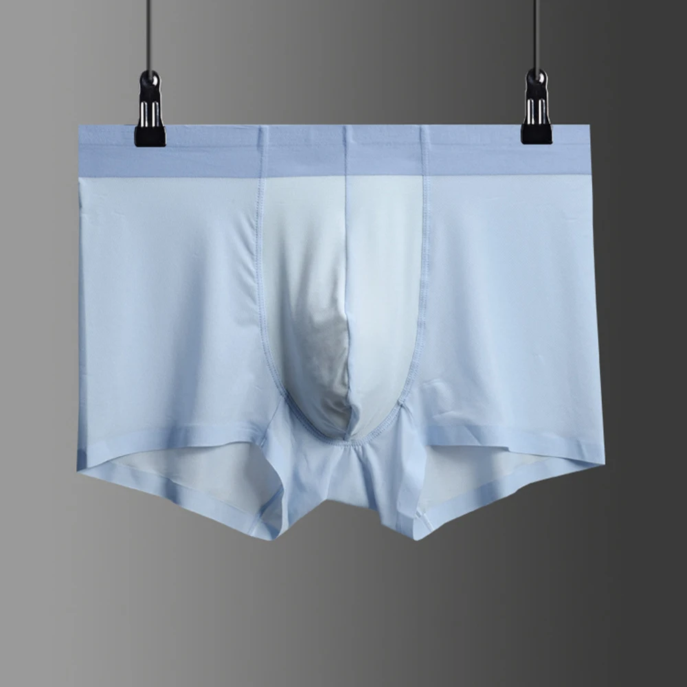 

Ice Silk Boxer for Men Seamless Gay U Convex Pouch Underwear Sexy Mens Stretch Underpants Mesh See Through Boxer Slip Homme