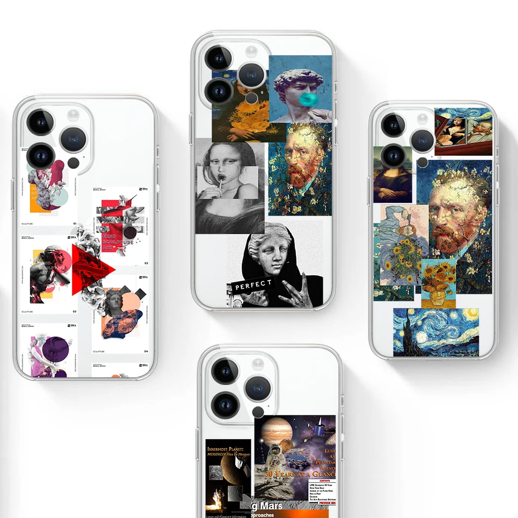 Transparen Luxury Phone Case For Apple iPhone 13 14 12 Mini 11 Pro Max X XS XR 7 8 Plus 6 6S SE Cover Vintage Van Gogh