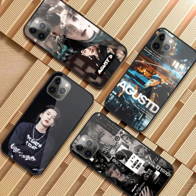 

Agust D Suga Rapper чехол для телефона iPhone 14 13 12 11 XS X 8 7 6 Plus Mini Pro Max SE 2022 PC стеклянный чехол Funda Shell