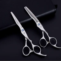 professional 440c 6 inch sapphire hair scissors set hair clipper cutting scissor barber thinning shears hairdressing scissors