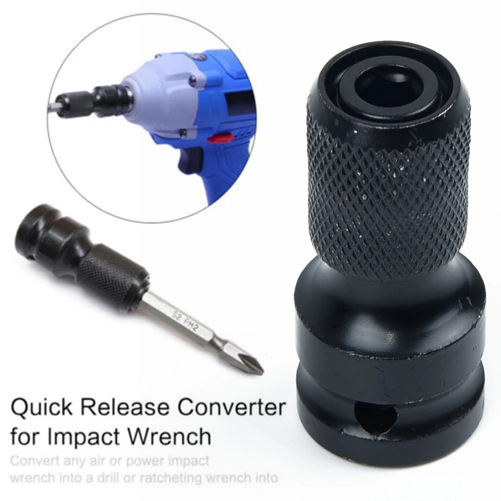 

1/2’’ Drive to 1/4’’ Hex konvertieren für Schlagschrauber schwarz Werkzeug Kits Drill Chuck Converter Socket Convert Connector