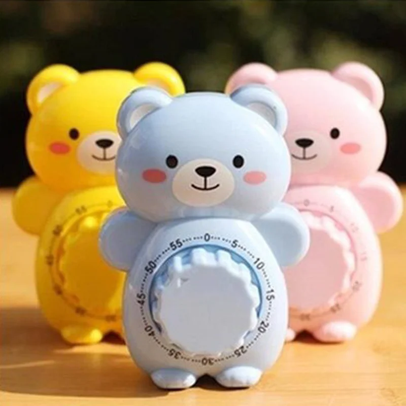 

Kitchen Timer Cute Countdown Timed Alarm Clock Child Study Timer Mechanical Creative Bear Cook Baking Tool Gadget Free Shipping