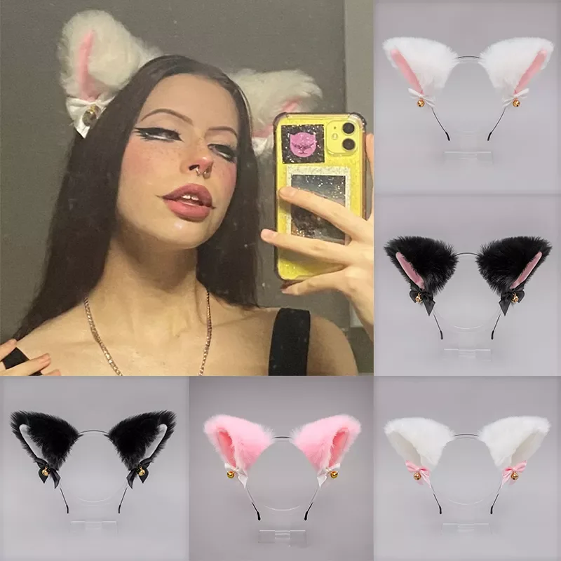 

Ears Hairband Sexy Fur Head Band With Bells Cosplay Headwear Hair Accessories for Women Girls Party Halloween Gift