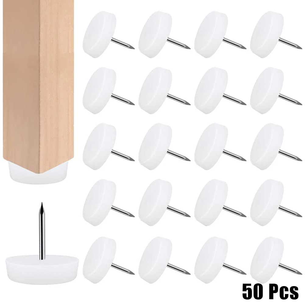 

50pcs Furniture Pads Chair Sofa Table Desk Leg Floor Protectors Nail In Glides Nylon Silicone For Home Office Food Courts