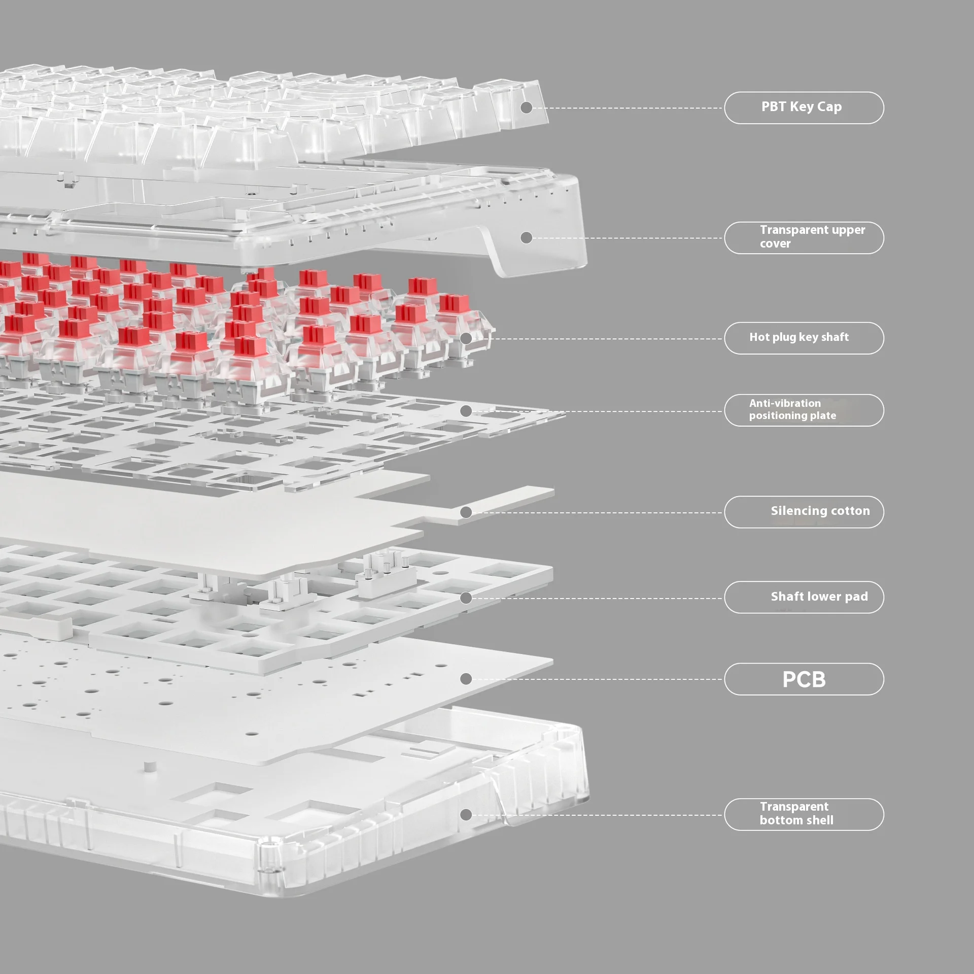 Прозрачная механическая клавиатура Zifriend Zt82 Bluetooth три режима режим горячей замены