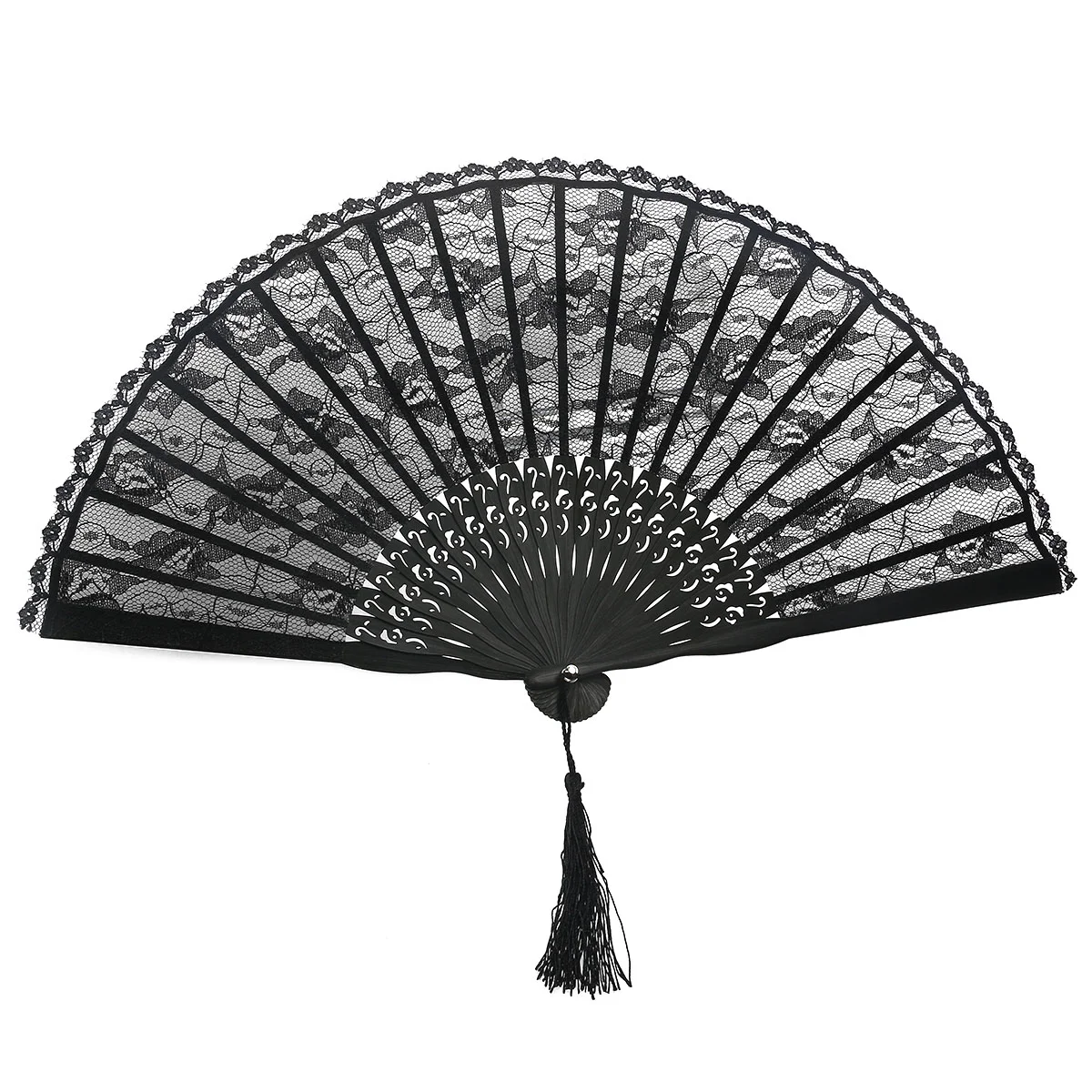 

Fan Folding Hand Fans Lace Women Silkspanish Handheld Chinese Foldable Black Wedding Japanese Victorianheld Paperlarge Rave