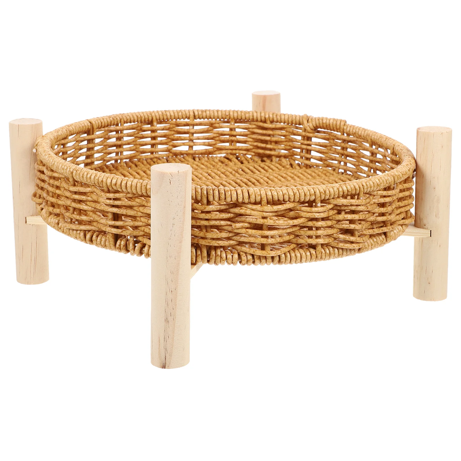 

Tray Basket Serving Fruit Bread Woven Candy Wicker Rattan Snack Storage Table Bowls Round Coffee Trays Baskets Decorative Pantry