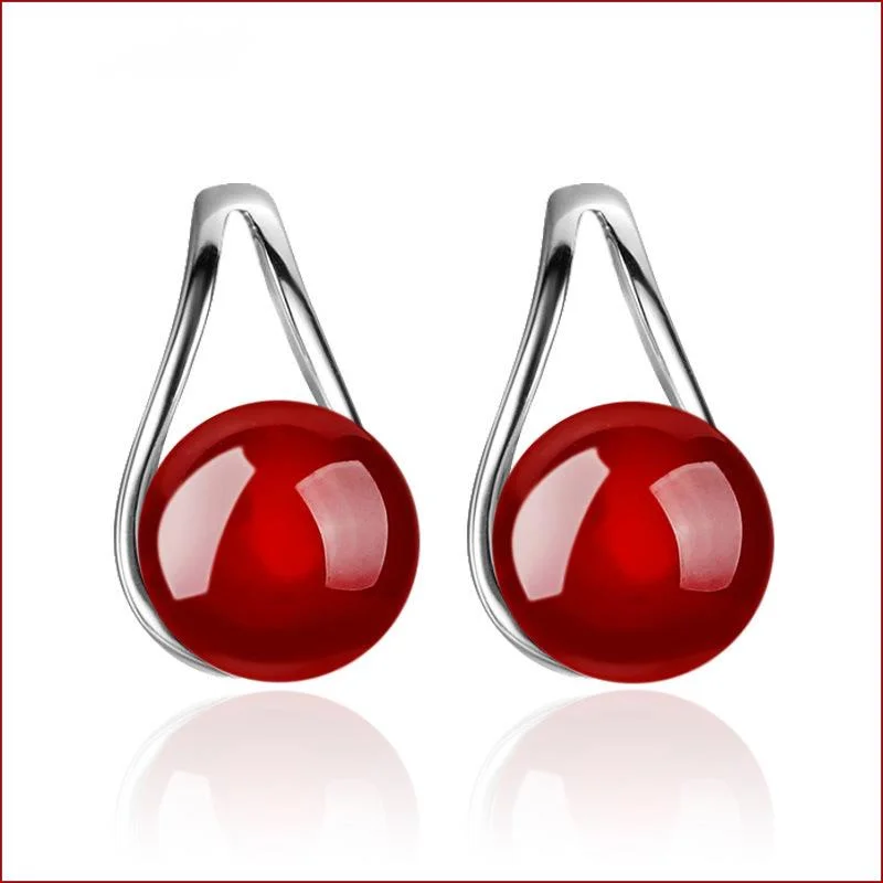 

Natural Red Agate Fashion Ear Temperament Women's New Fashion Silver Plated Ear Accessories Berserk Recommend