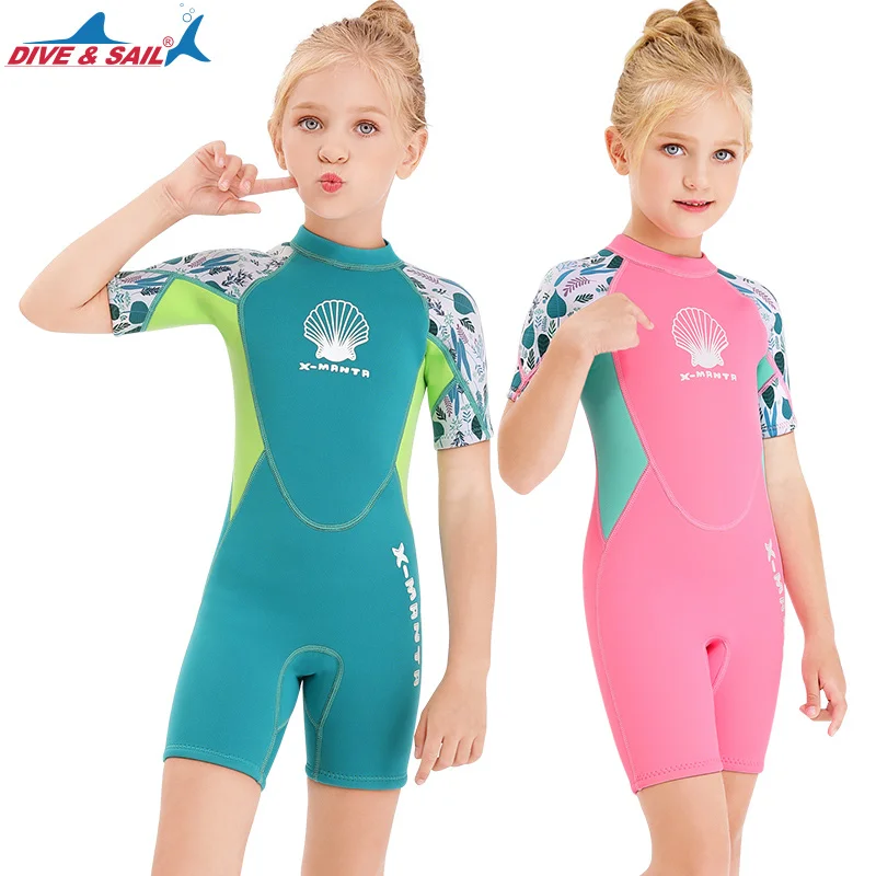 

2.5mm Neoprene Youth Kids Wetsuit Shorty Surfing Suit Short Sleeve Diving Snorkeling Swimming Jumpsuit Scuba Dive Swimwear Girls