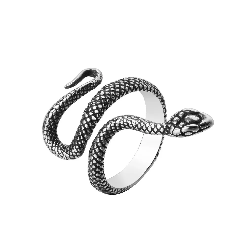 

High Quality Snake Finger Rings Vintage Stainless Steel Jewelry Fashion Accessories Wholesale Items For Business Free Shipping