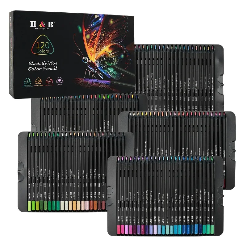 12/24/72/180 цветов HB набор черных деревянных цветных карандашей профессиональный