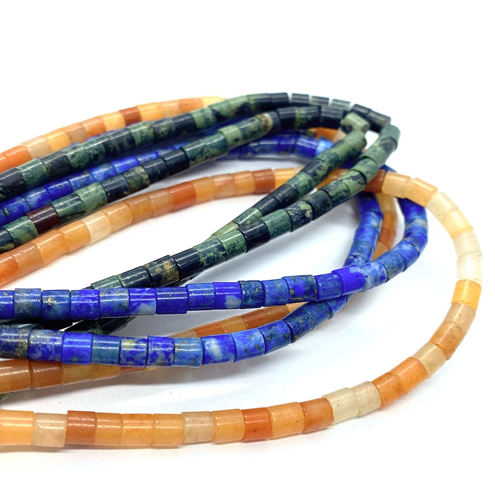 

Natural Stone White Pine Tube Indian Agate Necklace Beads 4x4mm Sandstone Charm Jewelry DIY Bracelets Earrings Accessories 38cm