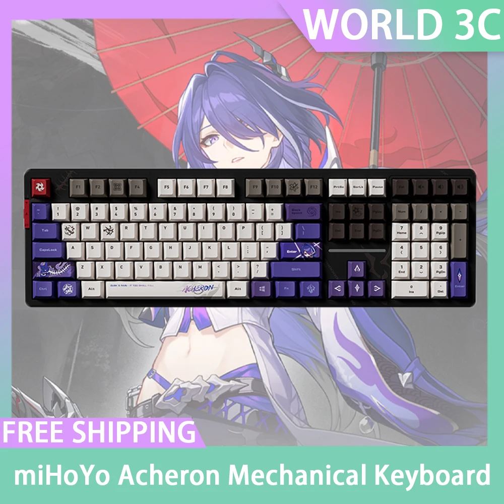 miHoYo Acheron Mechanical Keyboard Anime Honkai: Star Rail Custom Tri-Mode Wireless Bluetooth 5.0 Rgb For Gamer