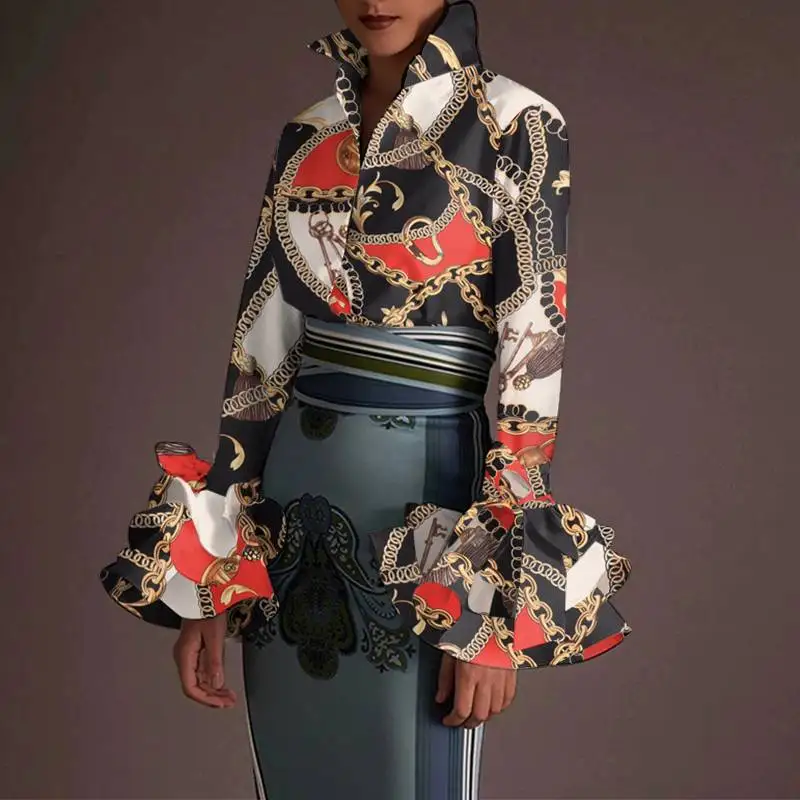 

Женская Вечерние ЗКА с длинным рукавом, воротником-стойкой и пуговицами