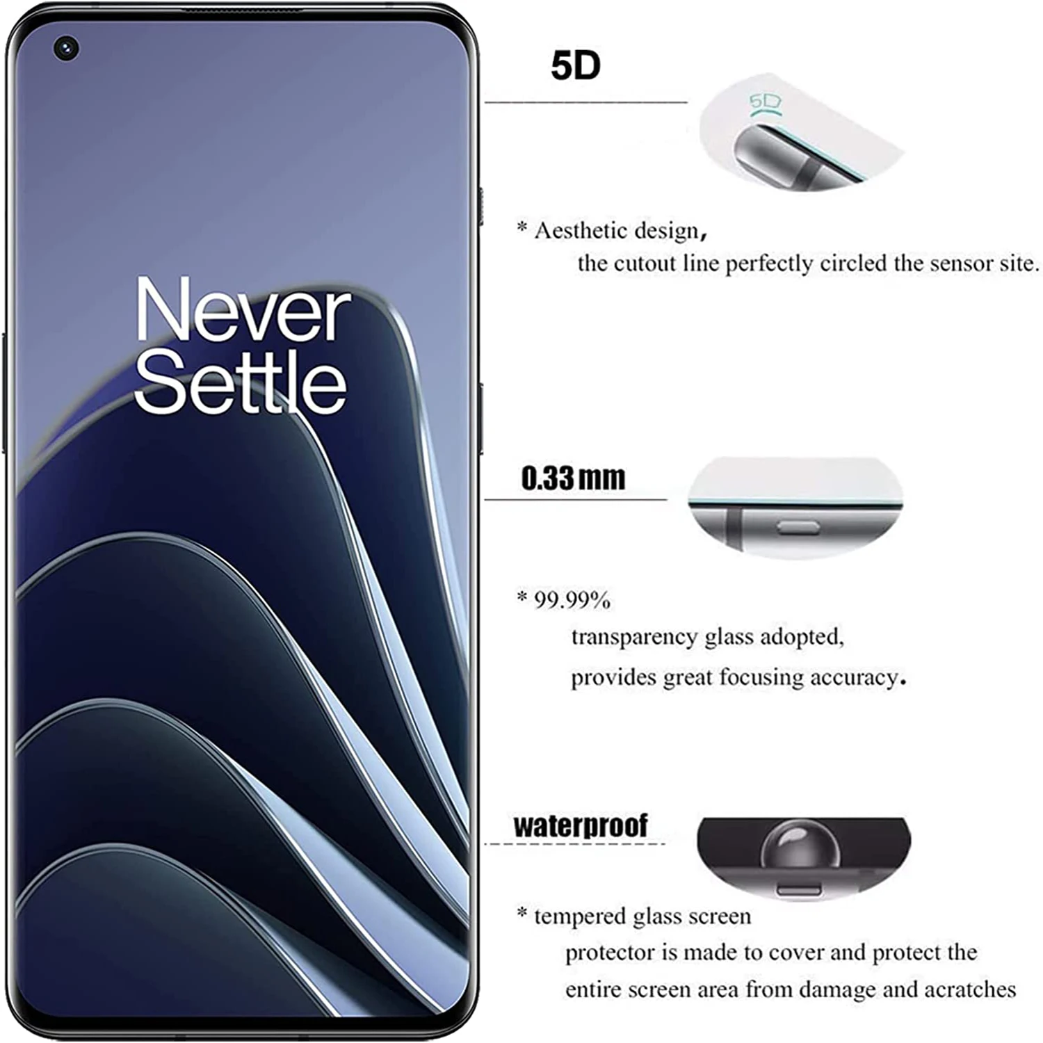 1/4Pcs 3D Screen Protector Glass For OnePlus 10 Pro Tempered Glass Film