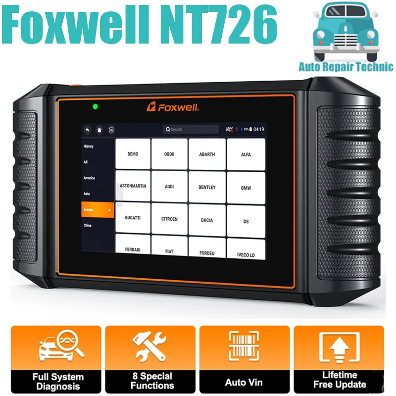 

Foxwell NT726 All System OBD2 Scanner Code Reader 8 Reset Service Oil EPB DPF TPMS SAS OBD 2 Car Diagnostic Scan Tool Free