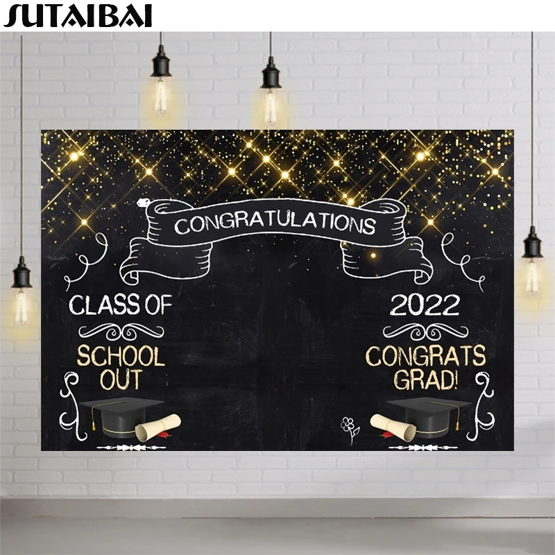 

Congrats Graduates Photo Backdrop Shining Star Glitters Class of 2022 Party Student Portrait Photography Prop Photo Background