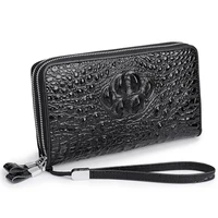new design mens designer genuine leather handbag double zipper luxury purse cowhide wristlet bag holographic high quality