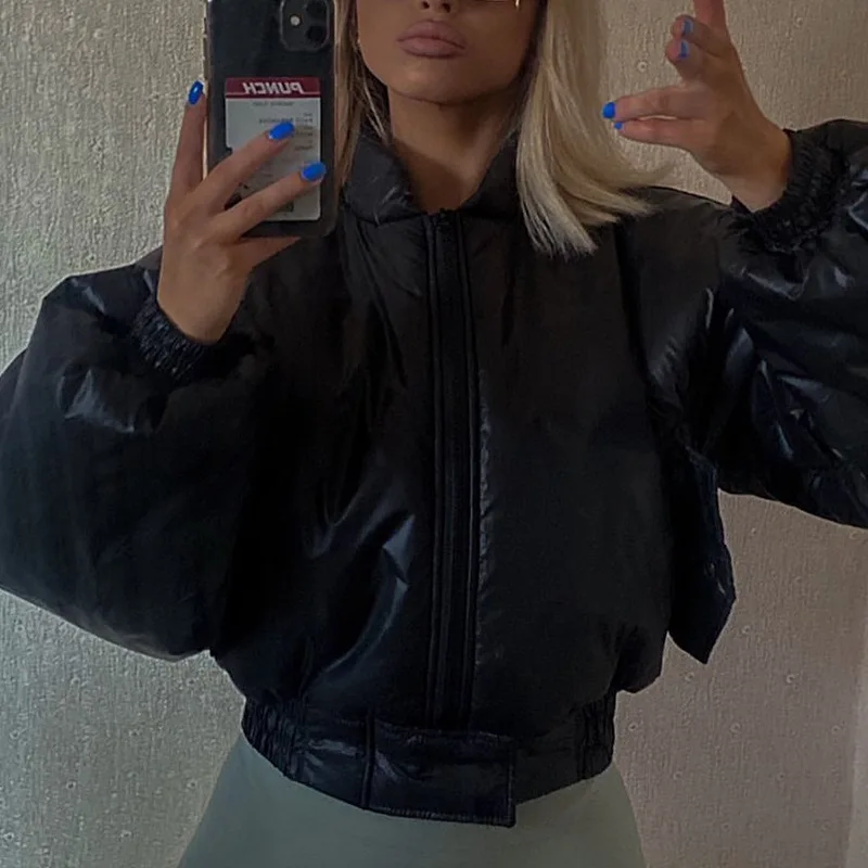 Cropped Coat Zippe Winter Coat Women Winter Clothes Puffer Jackets Bubble Solid Color Autumn New Arrival Jacket 2023 Fashion Ins