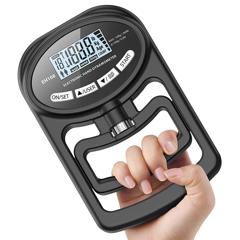 

265 Lbs / 120Kgs Hand Dynamometer Grip Strength Trainer-Electronic Hand Grip Strength Tester Grip Strengthener,Blue