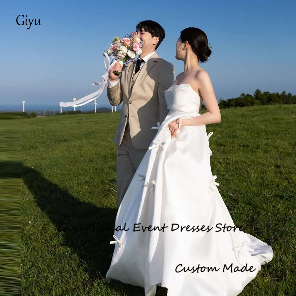 Простое ТРАПЕЦИЕВИДНОЕ атласное свадебное платье Giyu Корея фотосъемка без