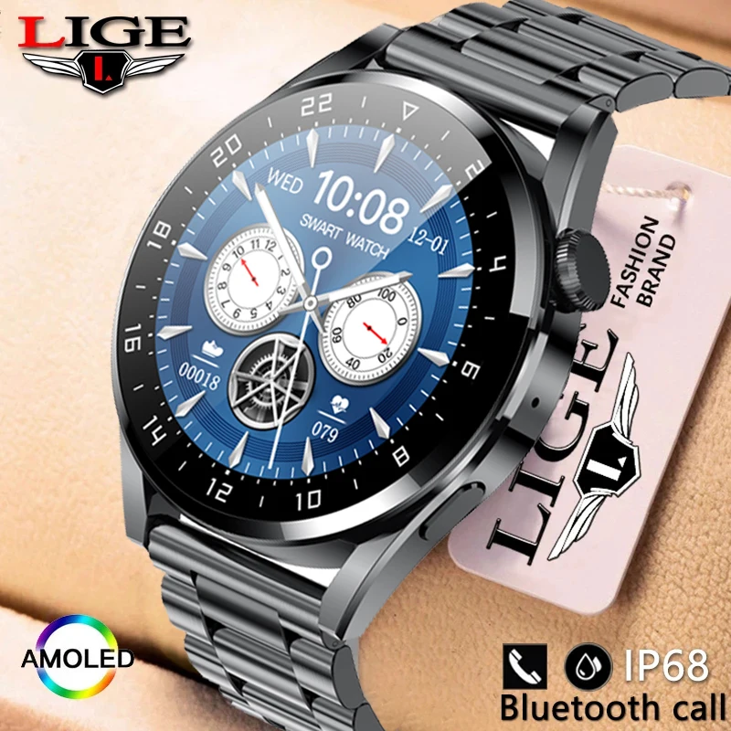 

LIGE Bluetooth Calling Clock 2022 NFC Smart Watch Wireless Charging Battery SmartWatch 360 AMOLED HD Screen High Hardness Glass