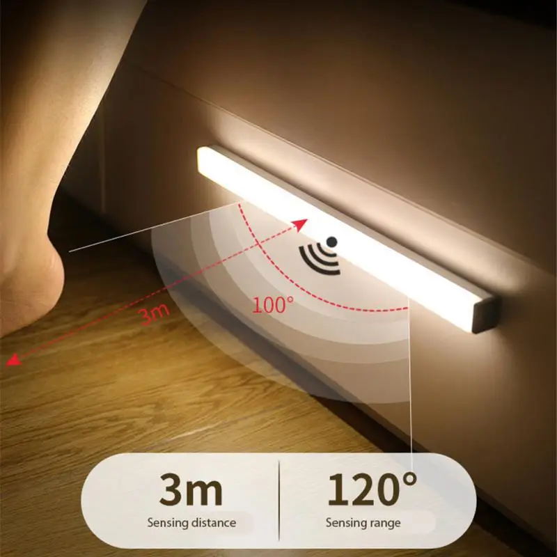 

Умный светодиодный ночсветильник с датчиком движения, 2022, беспроводной, с зарядкой от USB, ночная лампа 10, 20, 30, 50 см для кухни, кабинета, гардер...