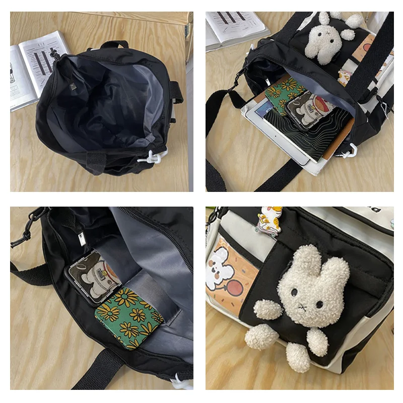 TRAVEASY Cute Satchel Bags Contrast Color Women Fashion Pink Handbag Primary School Student Girls Children Kawaii Shoulder Bags