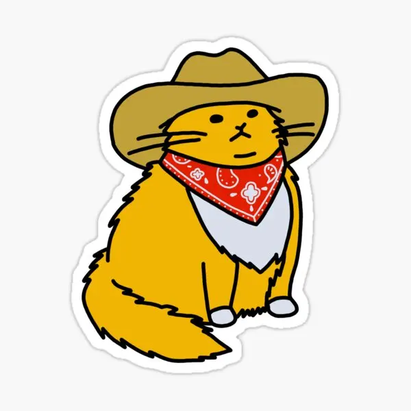 

Meowdy Cowboy Cat 5PCS Stickers for Window Funny Laptop Decor Print Background Bumper Anime Living Room Stickers Cartoon Home