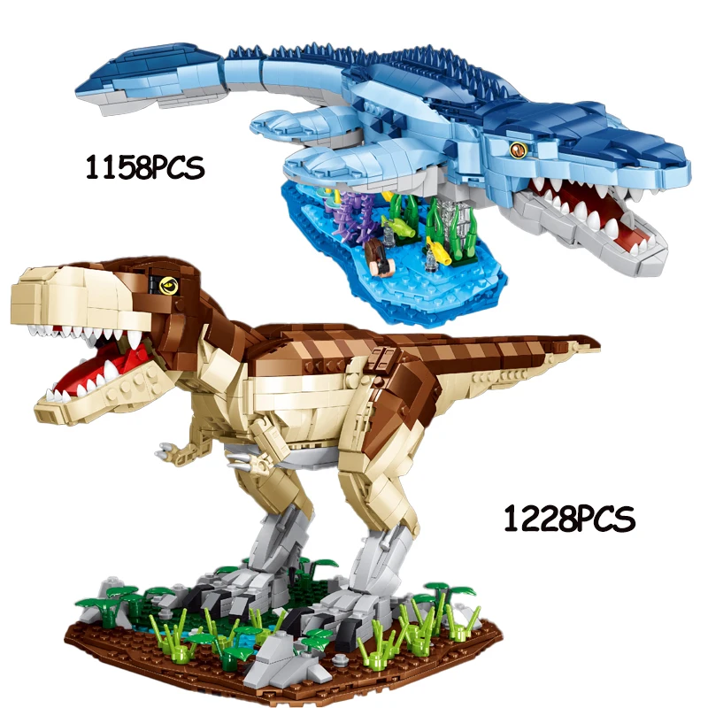 

Creative Ideas T-Rex Dinosaur Animal Model Building Blocks Technical Mosasaurus Deformed Dinosaur Bricks Sets Kids Toys Gifts