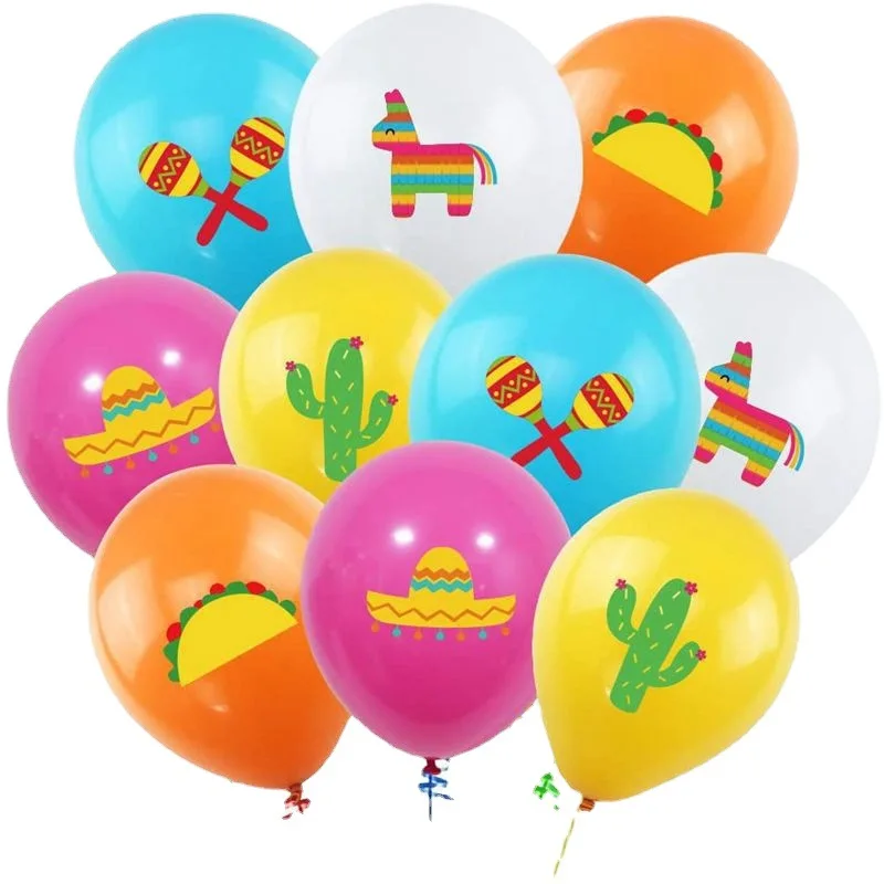 

JOYMEMO Colorful 12 Inch Mexican Theme Party Decoration Latex Balloon Set Carnival Festive Party Supplies