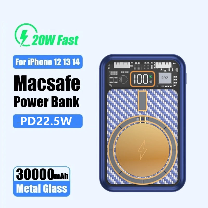 

Новинка PD20W беспроводное быстрое зарядное устройство портативное Внешнее дополнительное зарядное устройство 30000 мАч для Samsung iPhone 13 14 Xiaomi по...