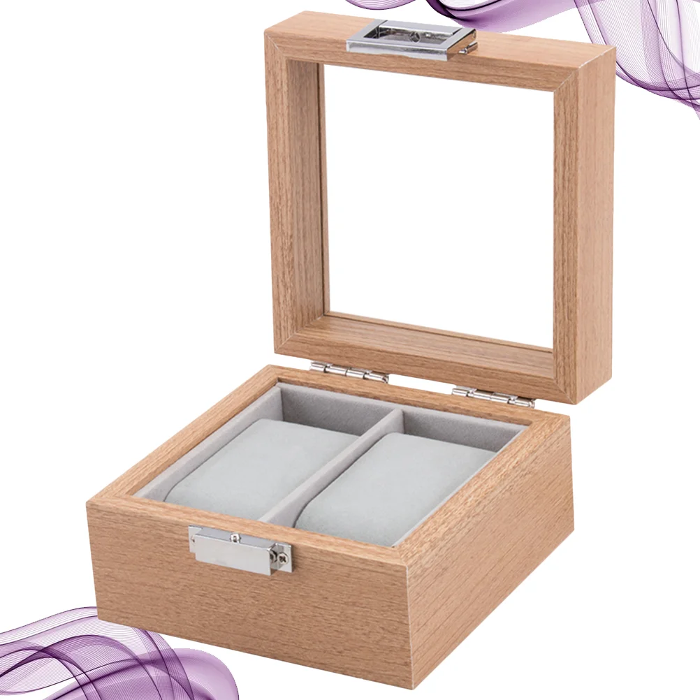 

1 PC 2 Grids Exquisite Wooden Watch Box Handy Watch Display Organizer Couple Watch Storage Case for Gift Storage Boxes