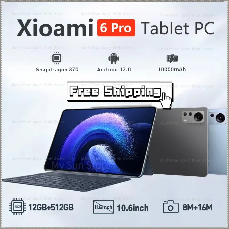

2023 Global Pad 6 Pro Android Tablet 11 Inch Snapdragon 870 Tablette 12GB 512GB 10000mAh Battery 4G/5G Dual SIM Card Or WIFI Tab