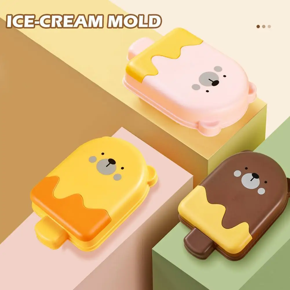 

Silicone Ice Cream Molds PP Ice Cube Mold Cute Bear Home Popsicle Party Ice Bar Mould Supplies Cream Homemade Maker G7I0