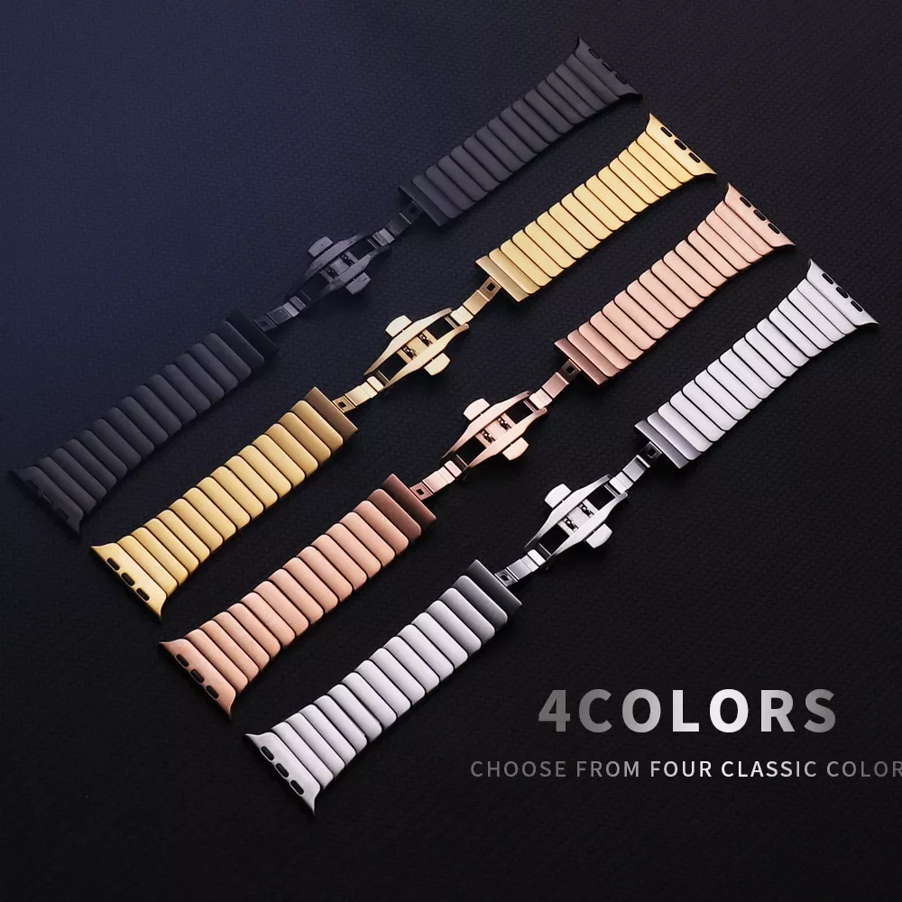Steel strap for Apple Watch 7 band 45mm 44mm 42mm Metal Bracelet for iwatch serie 5 4 3 se 6 40mm 38mm  41mm
